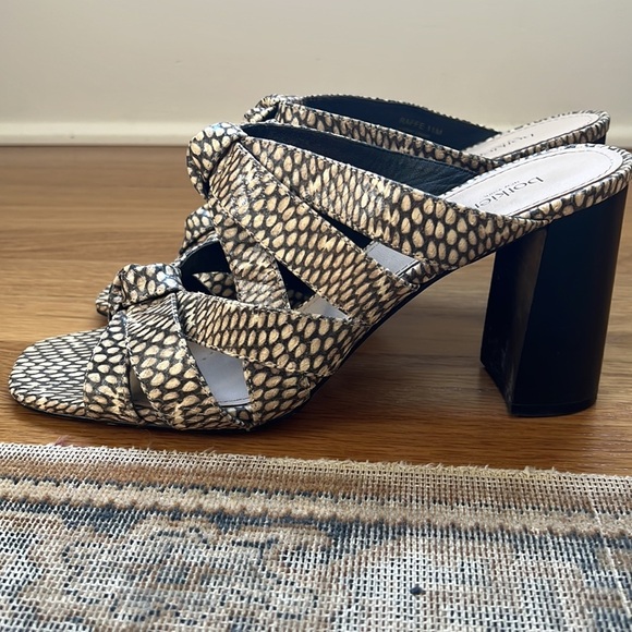 🛍️Botkier⚡️Raffe Python Print Leather Slide 3” Neutral Heeled Tan Sandal 11 - Picture 5 of 7